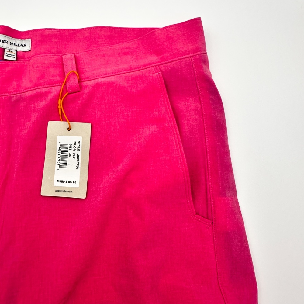 NEW Peter Millar Pepper Pink Performance Golf Shorts Flat Front Sz 36 Orig$100 - Picture 8 of 8
